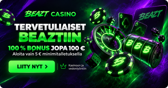 Beazt Casino 100 % tervetuliaisbonus jopa 100 € Suomessa